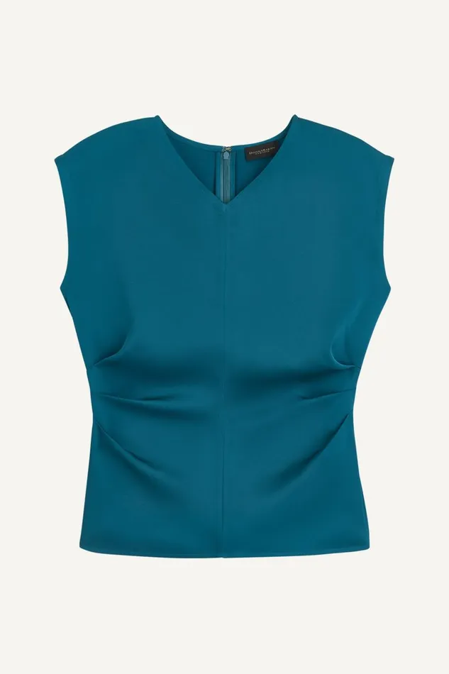 Women Donna Karan Sweaters And Tops CAP SLEEVE BLOUSE Empire Teal