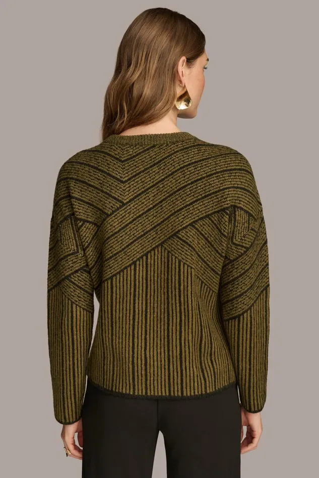 Women Donna Karan Sweaters And Tops CREW NECK WITH CRISS CROSS DETAIL Brown Multi