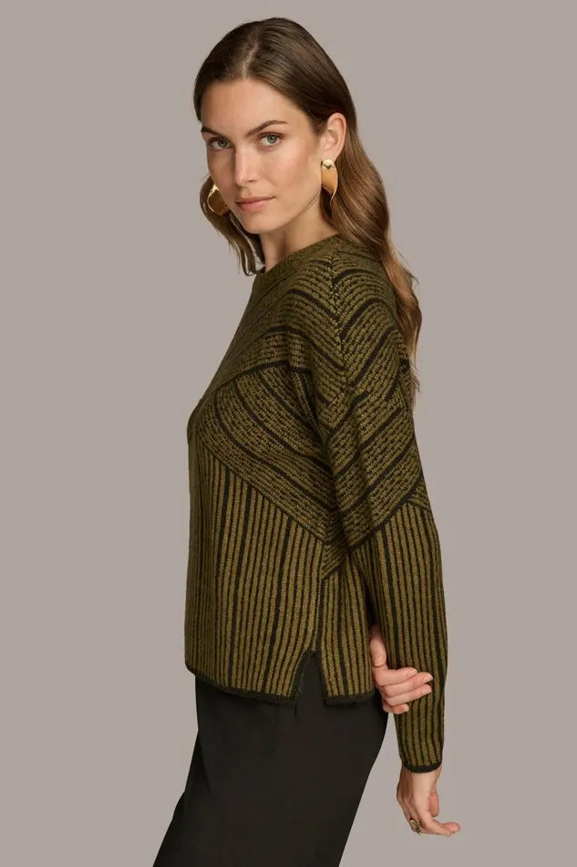 Women Donna Karan Sweaters And Tops CREW NECK WITH CRISS CROSS DETAIL Brown Multi