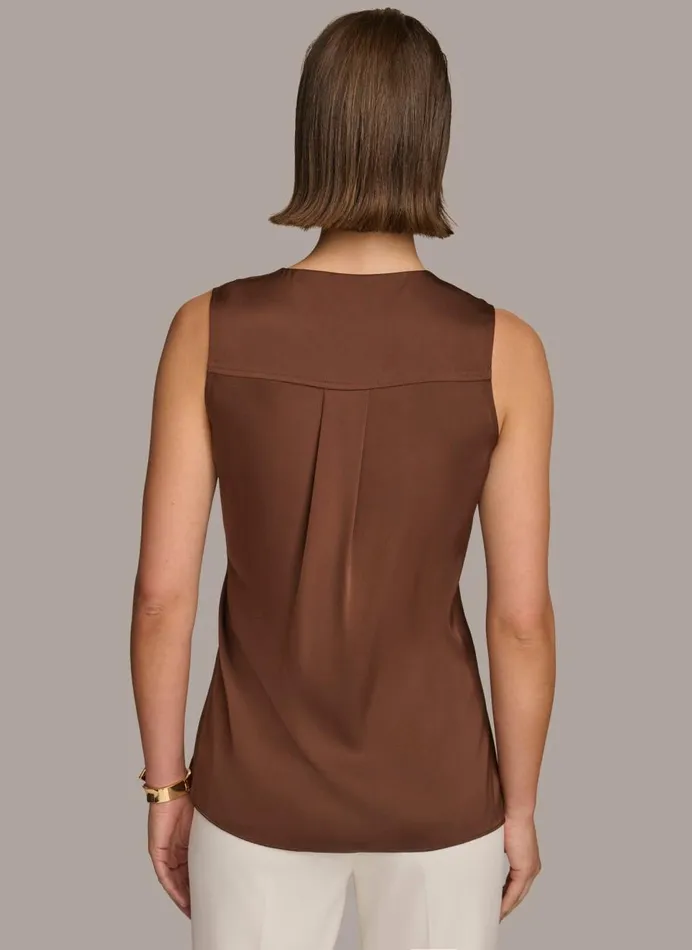 Women Donna Karan Sweaters And Tops DRAPE NECK WITH SIDE TIE TOP Canyon