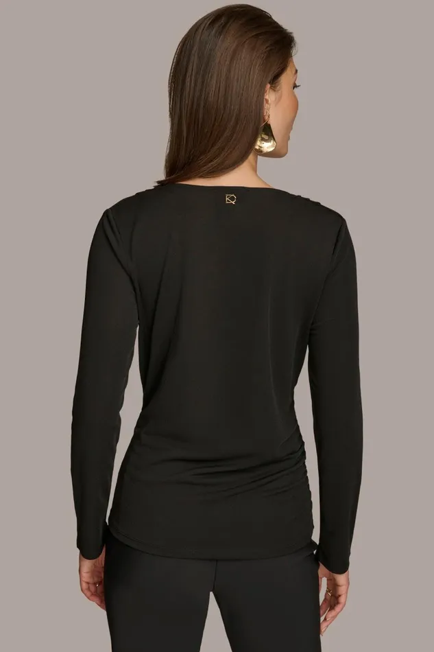 Women Donna Karan Sweaters And Tops DRAPED FRONT TOP Black