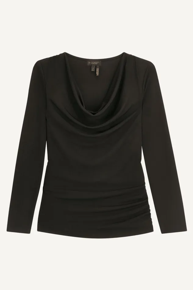 Women Donna Karan Sweaters And Tops DRAPED FRONT TOP Black