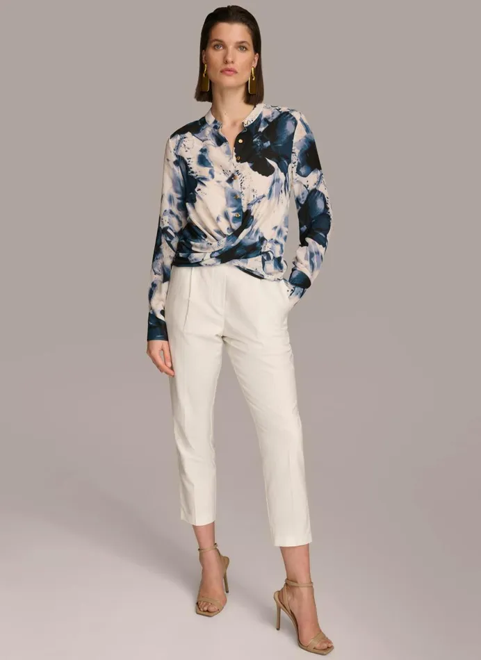 Women Donna Karan Sweaters And Tops FAUX WRAP BLOUSE Tidecream