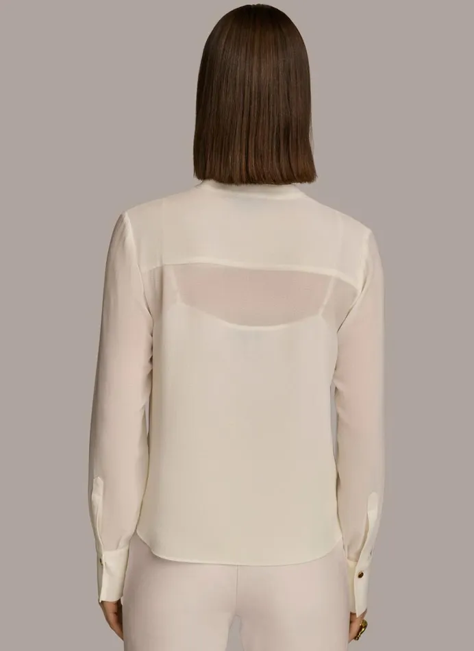 Women Donna Karan Sweaters And Tops FAUX WRAP TOP Cream