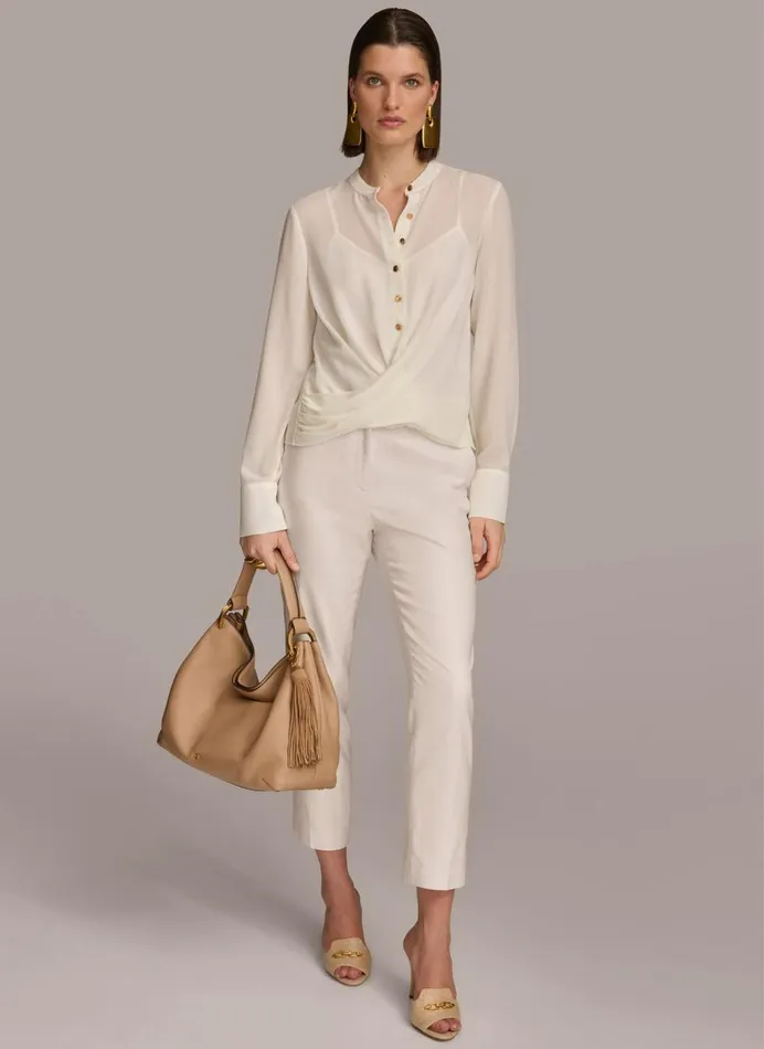 Women Donna Karan Sweaters And Tops FAUX WRAP TOP Cream