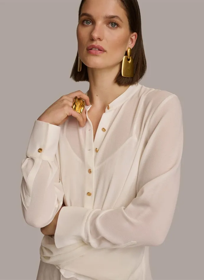 Women Donna Karan Sweaters And Tops FAUX WRAP TOP Cream