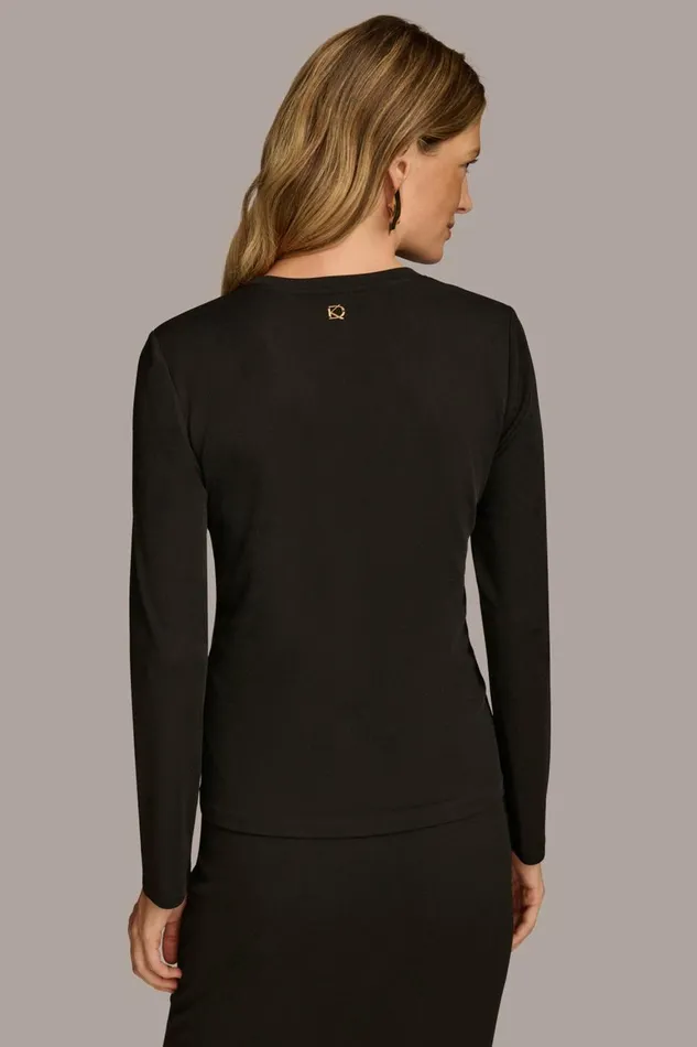 Women Donna Karan Sweaters And Tops GOLD PAINT PRINT TOP Black