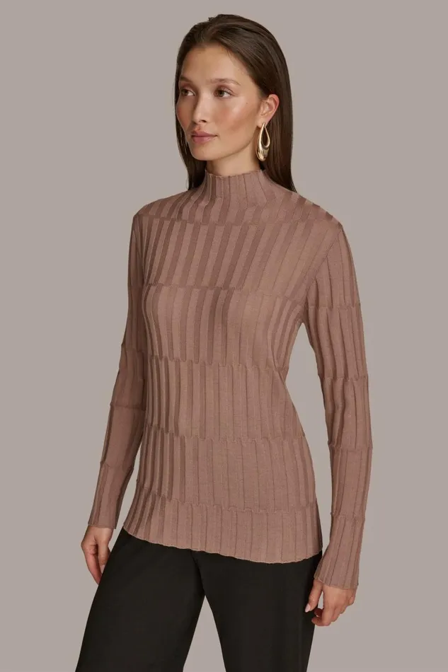 Women Donna Karan Sweaters And Tops MERINO WOOL SWEATER Mink