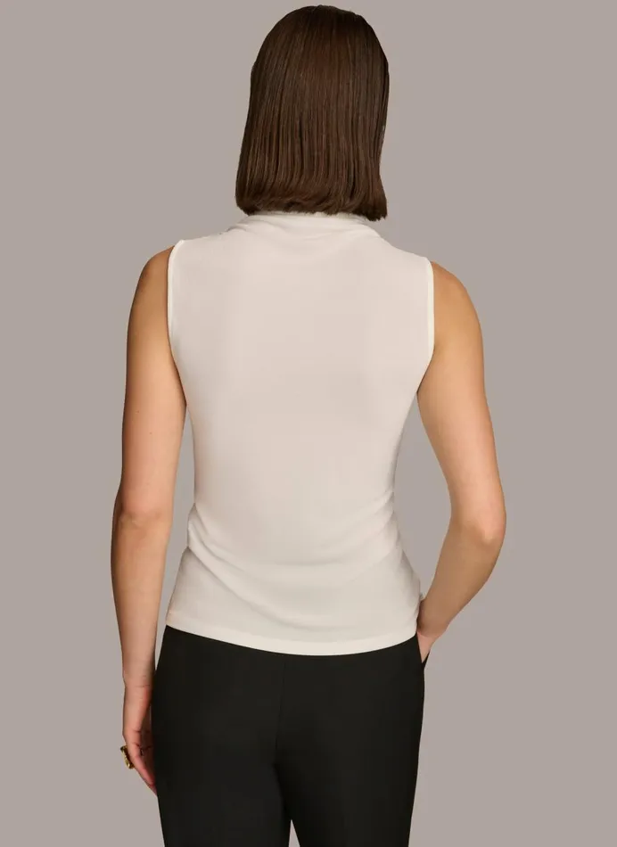 Women Donna Karan Sweaters And Tops MOCK NECK TOP Cream