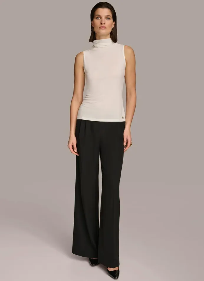 Women Donna Karan Sweaters And Tops MOCK NECK TOP Cream
