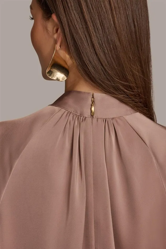 Women Donna Karan Sweaters And Tops MOCK NECK WITH BUTTONS Mink