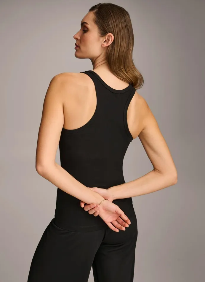Women Donna Karan Sweaters And Tops SLEEVELESS KNIT SHELL Black