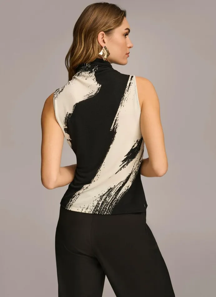 Women Donna Karan Sweaters And Tops SLEEVELESS MOCK NECK TOP Blackcream