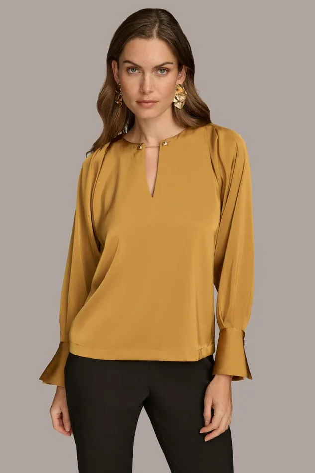 Women Donna Karan Sweaters And Tops TOP WITH CHAIN HARDWARE Antique Gold