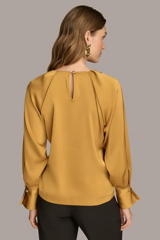 Women Donna Karan Sweaters And Tops TOP WITH CHAIN HARDWARE Antique Gold