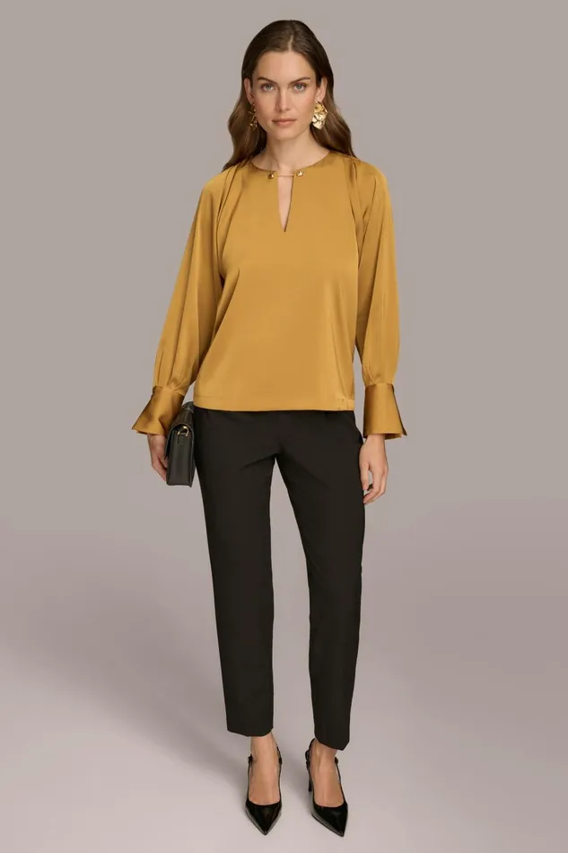 Women Donna Karan Sweaters And Tops TOP WITH CHAIN HARDWARE Antique Gold