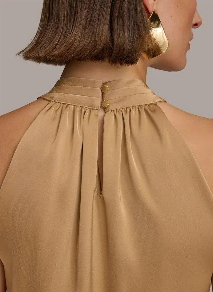 Women Donna Karan Sweaters And Tops TWIST NECK HALTER TOP Fawn