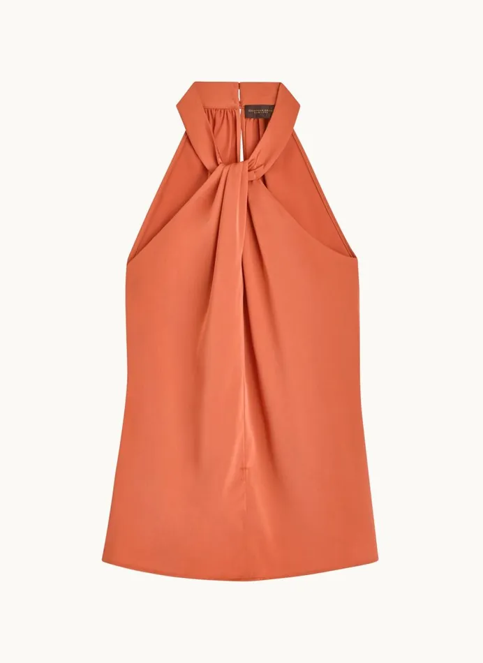 Women Donna Karan Sweaters And Tops TWIST NECK HALTER TOP Terracotta