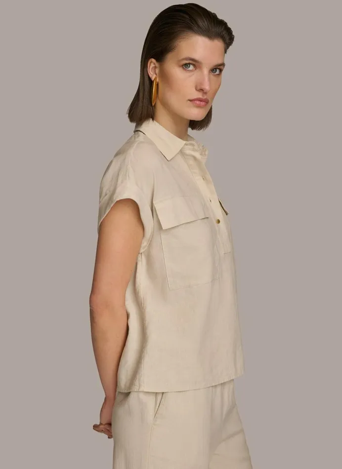 Women Donna Karan Sweaters And Tops UTILITY TOP Sand
