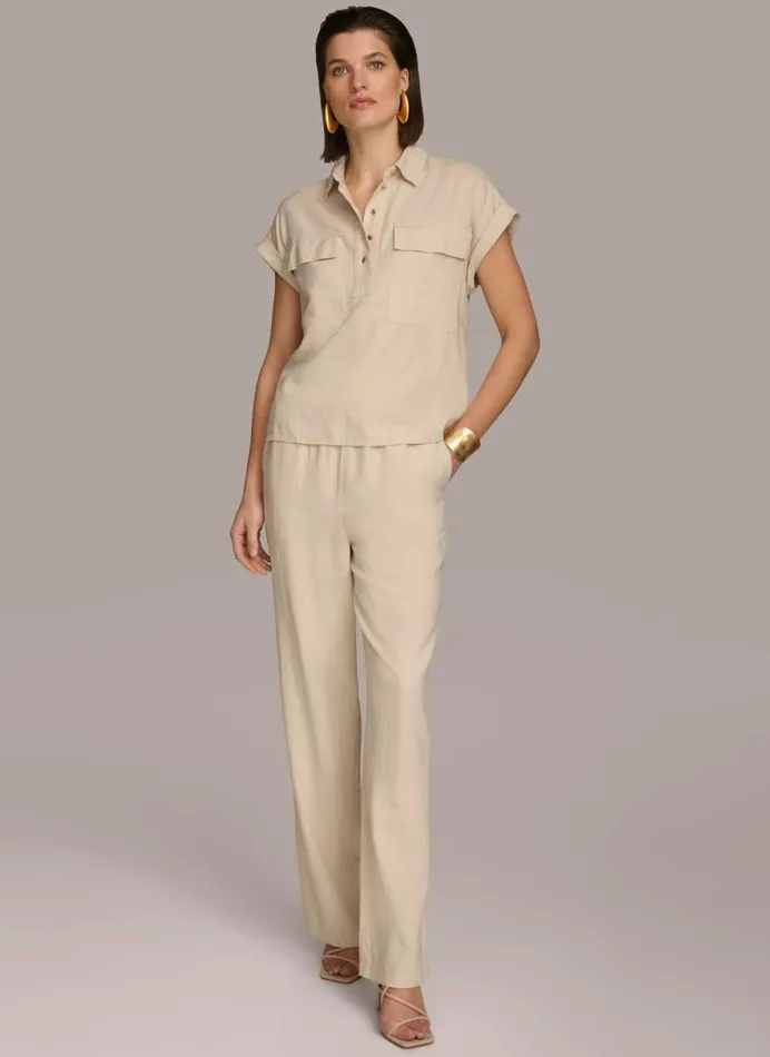 Women Donna Karan Sweaters And Tops UTILITY TOP Sand