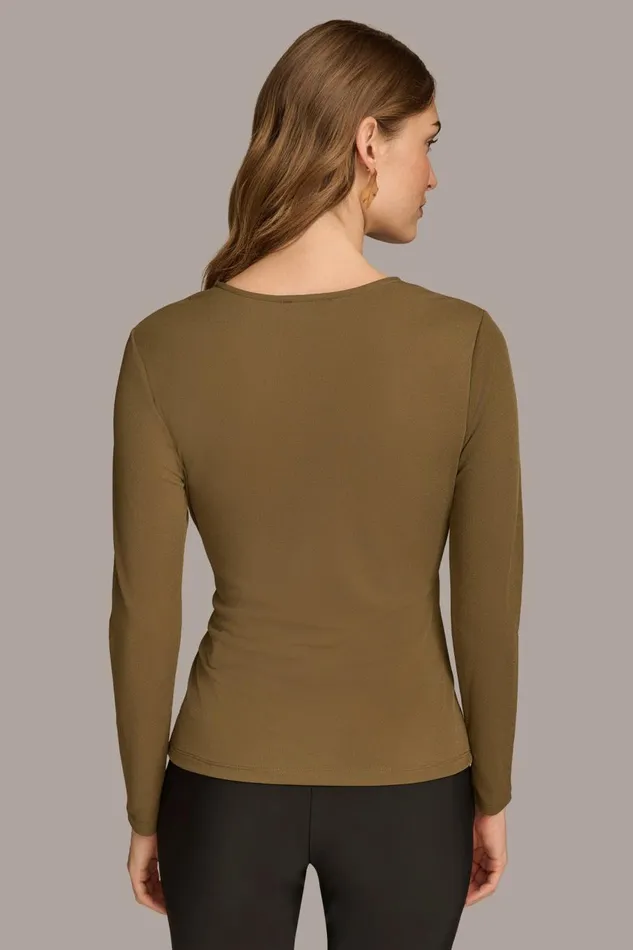 Women Donna Karan Sweaters And Tops V NECK TOP WITH HARDWARE Beech