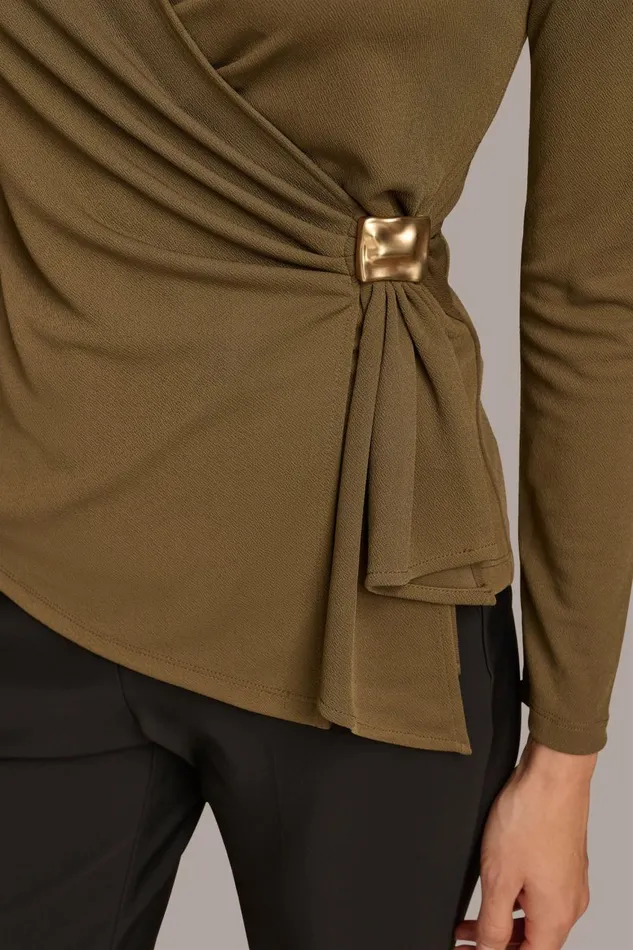 Women Donna Karan Sweaters And Tops V NECK TOP WITH HARDWARE Beech