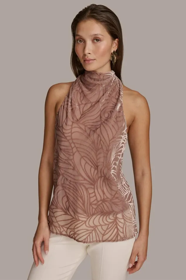 Women Donna Karan Sweaters And Tops VELVET BURNOUT TOP Mink