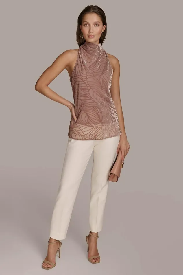Women Donna Karan Sweaters And Tops VELVET BURNOUT TOP Mink