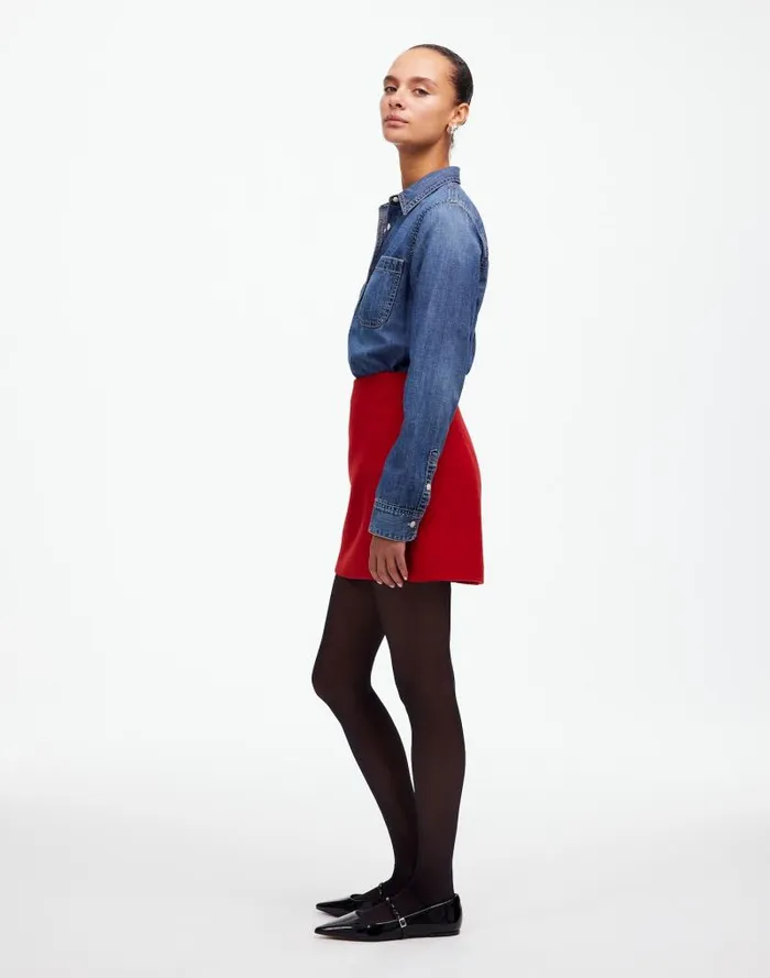 Women DoubleFaced Mini Skirt In Wool Blend Bright Cherry Madewell Skirts