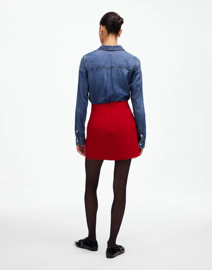 Women DoubleFaced Mini Skirt In Wool Blend Bright Cherry Madewell Skirts