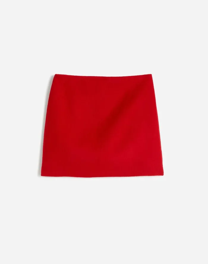 Women DoubleFaced Mini Skirt In Wool Blend Bright Cherry Madewell Skirts