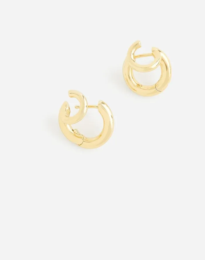 Women Double Huggie Hoop Earrings Pale Gold Madewell Jewelry