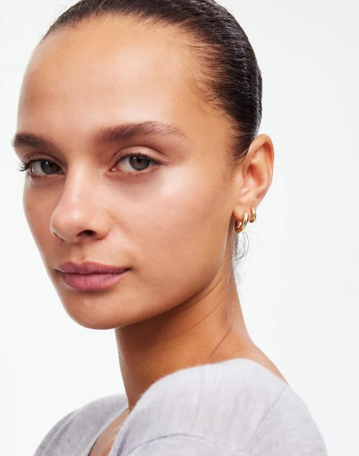 Women Double Huggie Hoop Earrings Pale Gold Madewell Jewelry