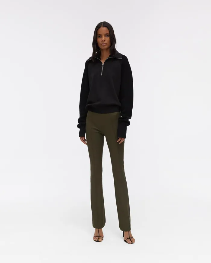 Women Double Needle Rib Flare Legging Sage Helmut Lang Pants