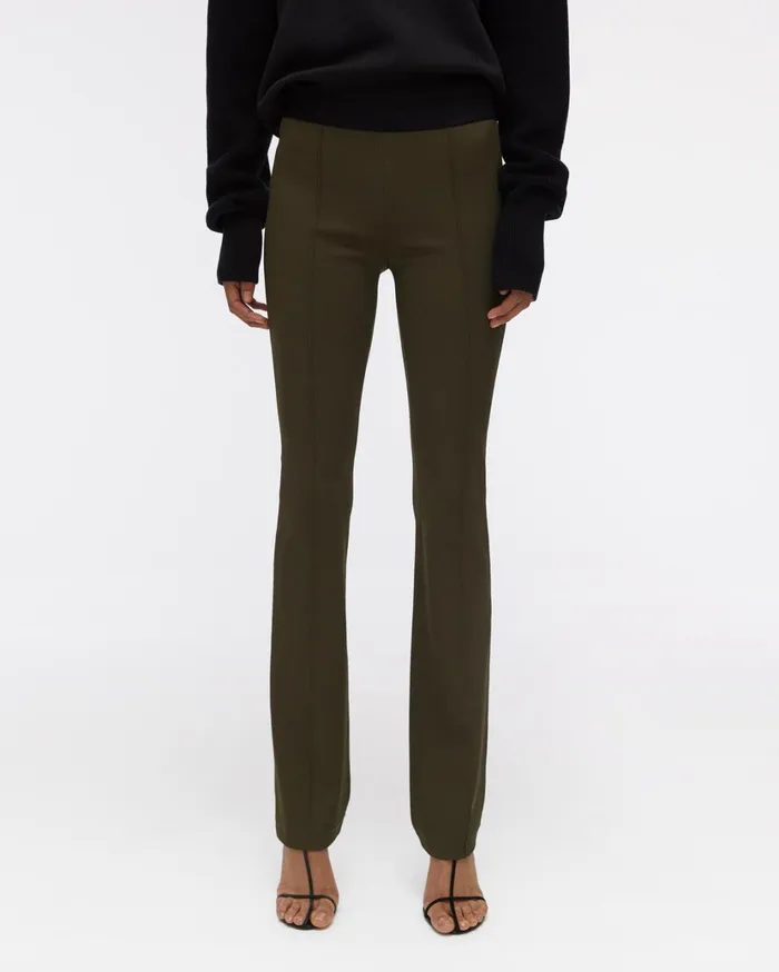 Women Double Needle Rib Flare Legging Sage Helmut Lang Pants