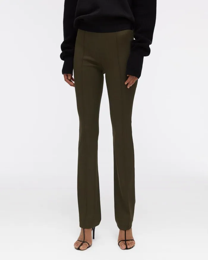 Women Double Needle Rib Flare Legging Sage Helmut Lang Pants
