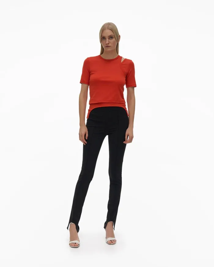 Women Double Rib Tee Set Flame Helmut Lang TShirts and Sweatshirts