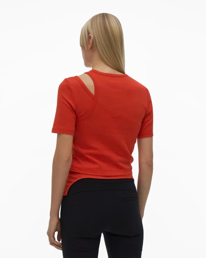 Women Double Rib Tee Set Flame Helmut Lang TShirts and Sweatshirts
