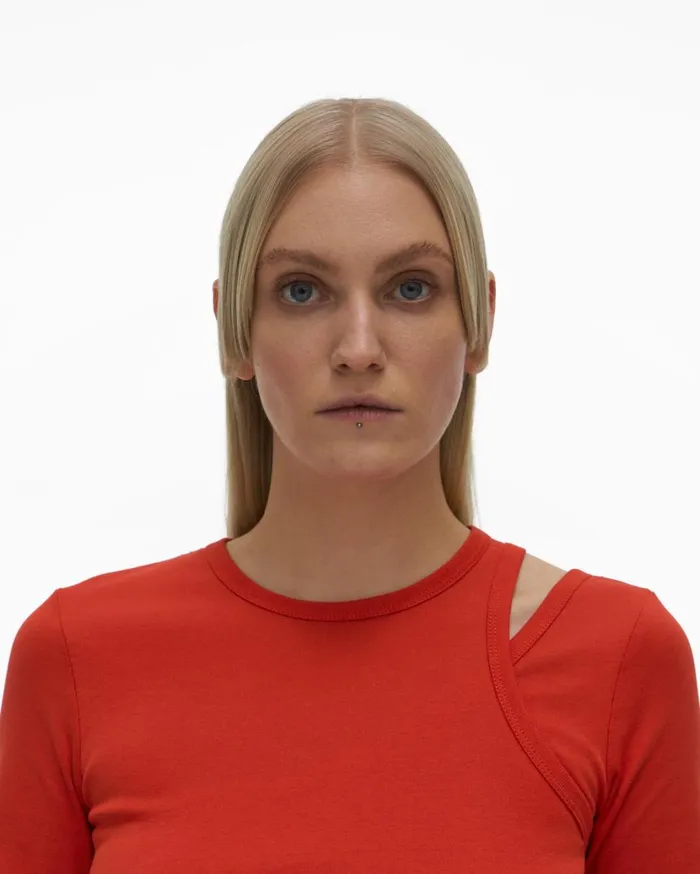 Women Double Rib Tee Set Flame Helmut Lang TShirts and Sweatshirts