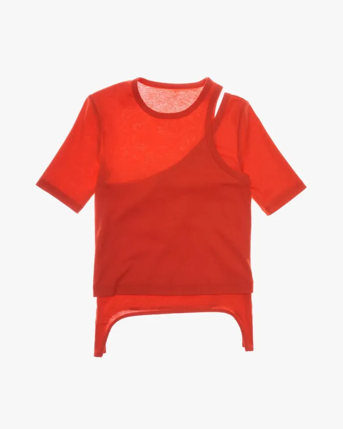 Women Double Rib Tee Set Flame Helmut Lang TShirts and Sweatshirts