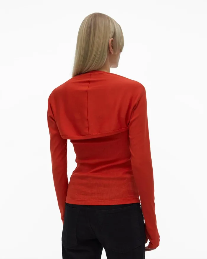 Women Double Rib Tee Set Flame Helmut Lang Tops