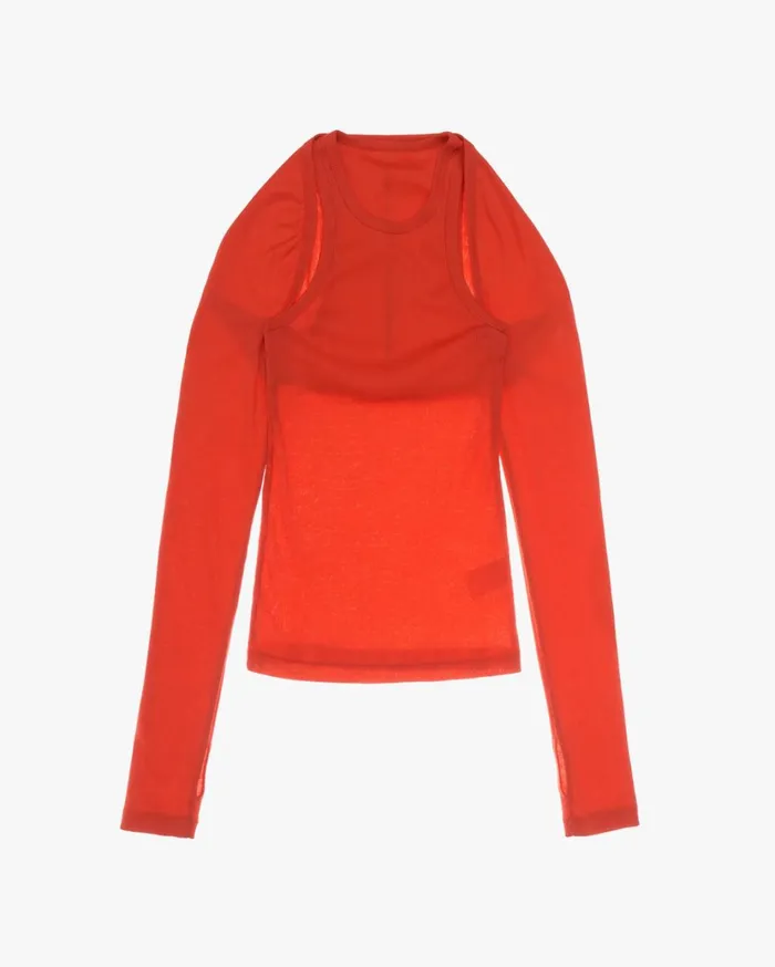 Women Double Rib Tee Set Flame Helmut Lang Tops