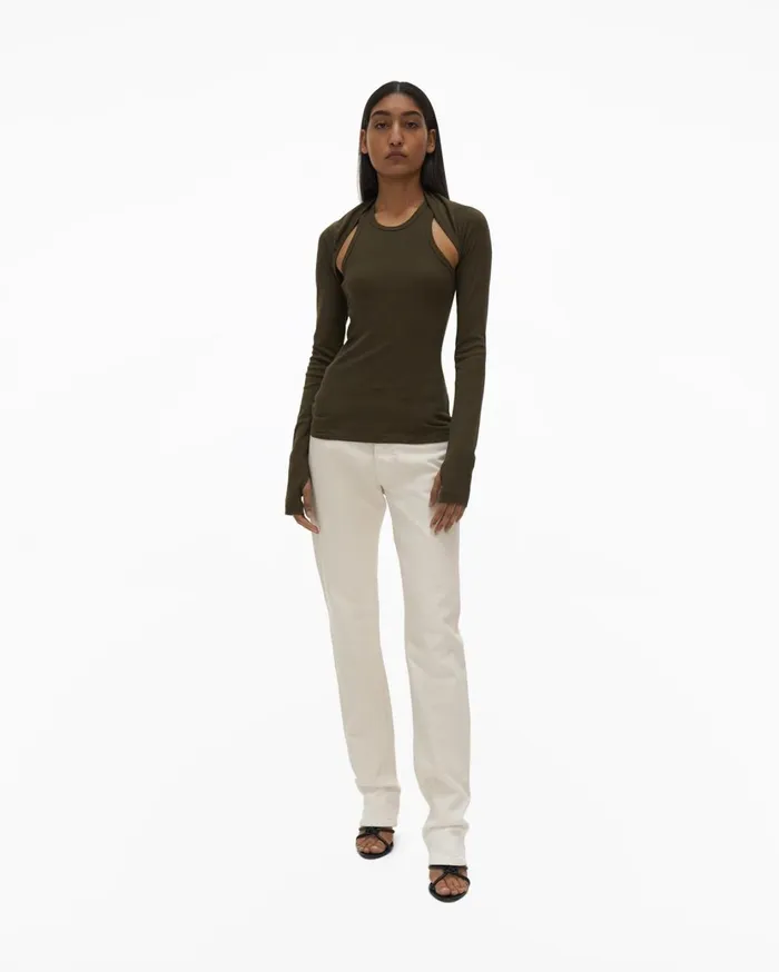 Women Double Rib Tee Set Light Sage Helmut Lang Tops