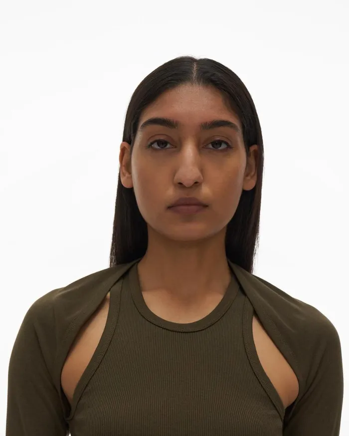 Women Double Rib Tee Set Light Sage Helmut Lang Tops