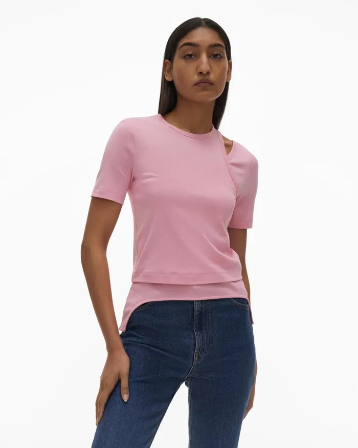 Women Double Rib Tee Set Orchid Helmut Lang TShirts and Sweatshirts