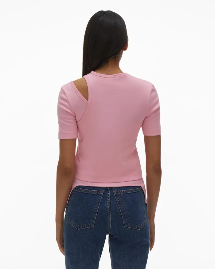 Women Double Rib Tee Set Orchid Helmut Lang TShirts and Sweatshirts