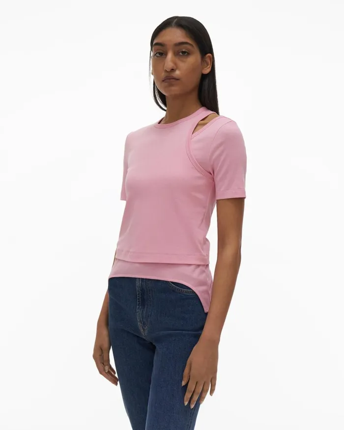 Women Double Rib Tee Set Orchid Helmut Lang TShirts and Sweatshirts