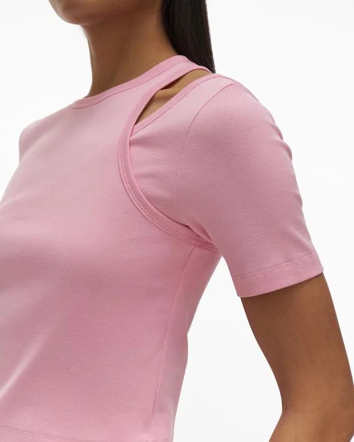 Women Double Rib Tee Set Orchid Helmut Lang TShirts and Sweatshirts