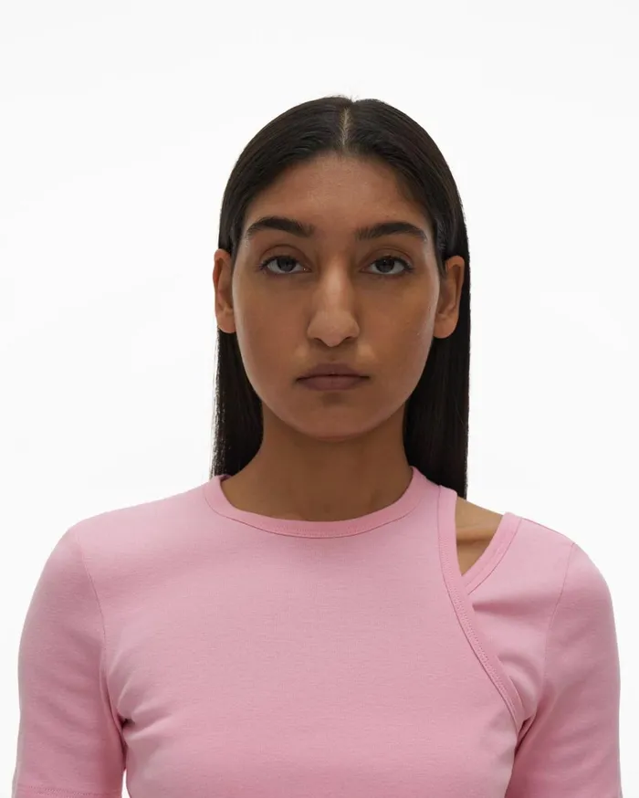 Women Double Rib Tee Set Orchid Helmut Lang TShirts and Sweatshirts