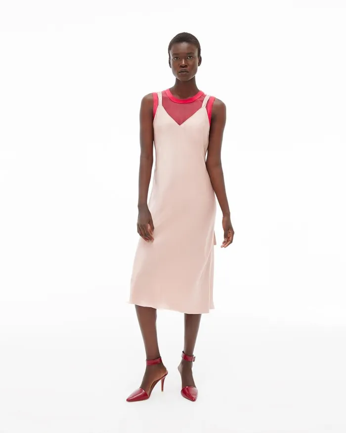Women Double Strap Satin Slip Dress Sorbet Helmut Lang Dresses